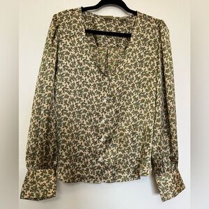 Levi's Floral Blouse - Green and Cream Size XL